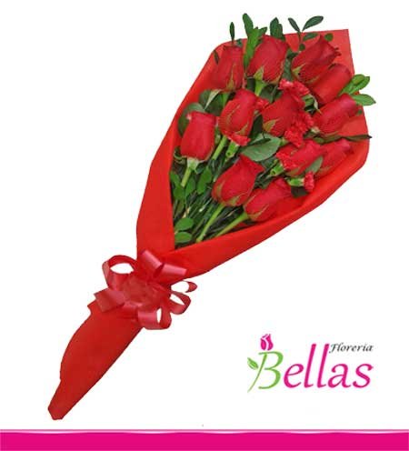 Ramo con 12 rosas rojas importadas (RA-01) - FLORERIAS en Lima - Arreglos  Florales para Difuntos - Envio de Flores