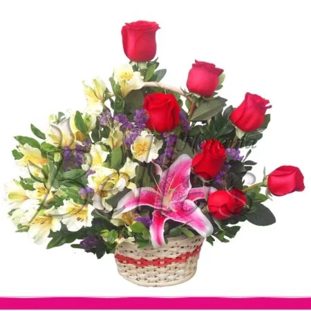 Arreglo con rosas y astromelias (AM-26)
