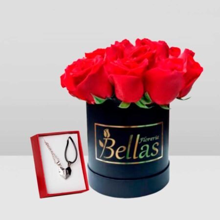 Box negro con rosas y collar imantado (SV-10)